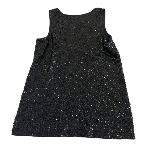 J Crew Dark Blue Sequin Tank Top Size Small Scoop Neck Sleeveless Party Blouse - Picture 2 of 6
